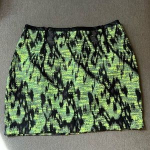 Neon green mixed black hints of blue mini skirt